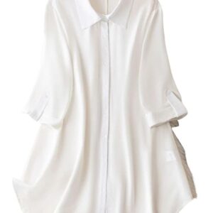 Solid Button Front Shirt Dress for Women