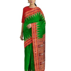 Sambalpuri Ikat Traditional Temple Border Natural Pure Mulberry Silk Saree