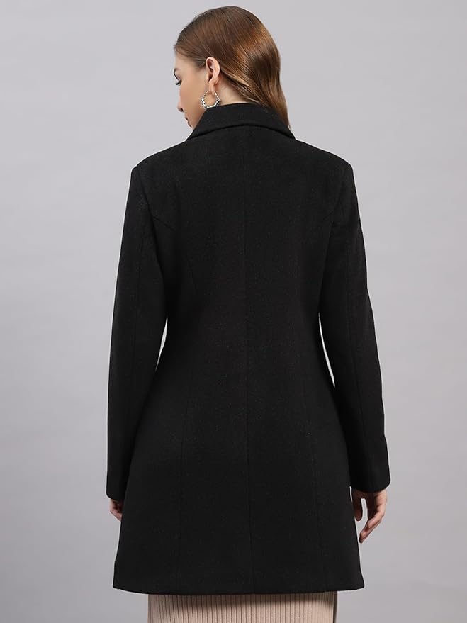 Monte Carlo Womens Regular Fit Solid Button Full Sleeve Winter Coat | Warm Woolen Overcoat for Ladies | Stylish Long Sleeve Buttoned Jacket (Pack Of 1) - Image 3