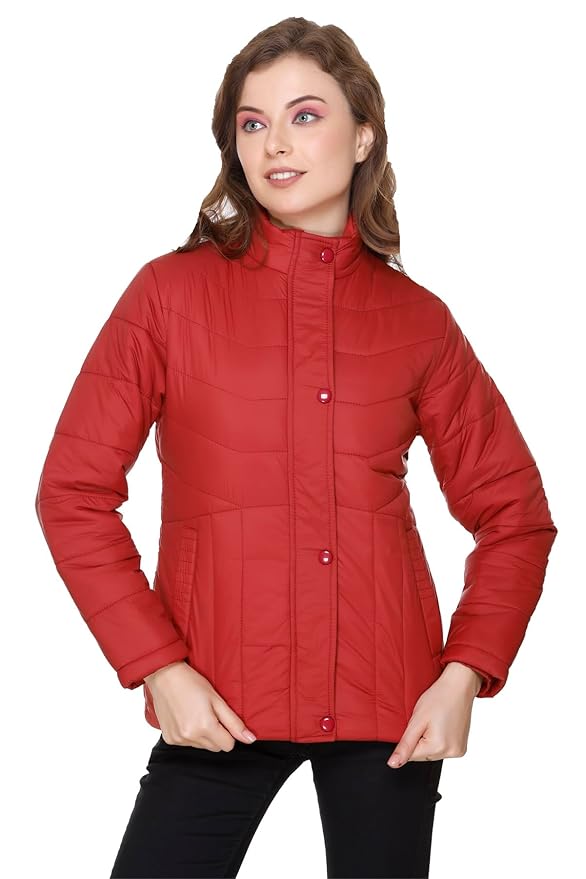 RARE TIMES Women’s Stylish Solid Full Sleeves Jacket | Winter Wear Quilted Jacket for Travelling | Regulaer Fit Puffer Jacket For Women