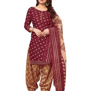 Women's Cotton Printed Unstitched Salwar Suit, Cotton Dupatta