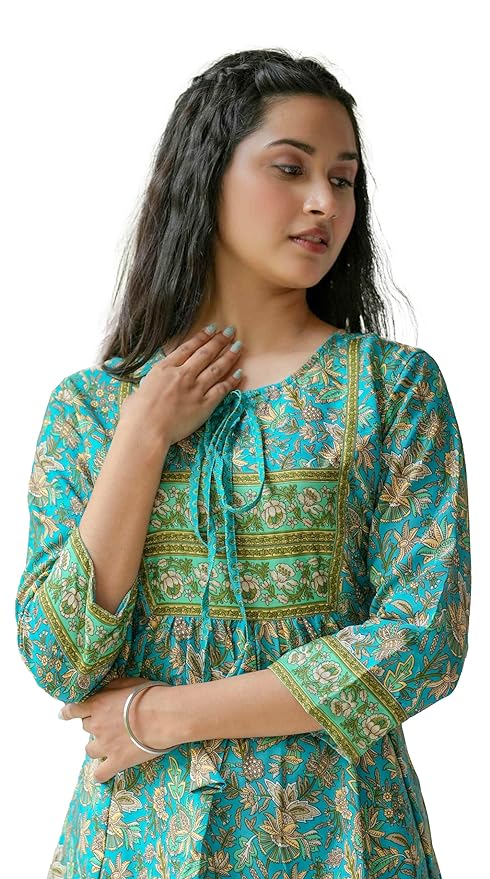 Women’s Floral Placement Printed A-Line Short Kurti