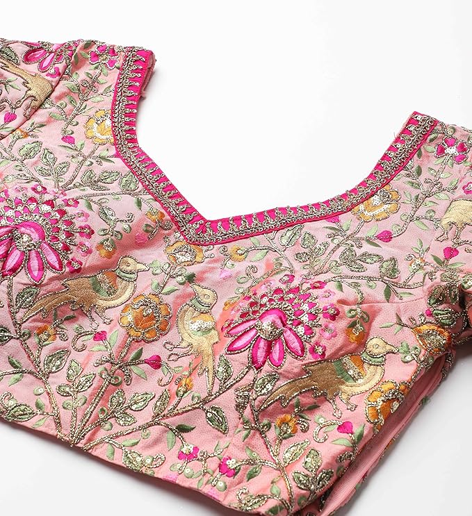 Women's Silk Semi Stitched Lehenga Choli With Dupatta | Heavy Embroidery Pattern - Image 7