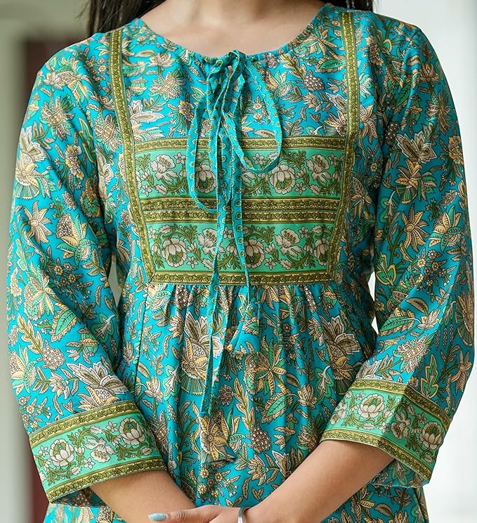 Women’s Floral Placement Printed A-Line Short Kurti - Image 6